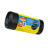 Мешки для мусора 240 л, черные, в рулоне 10 шт., ПНД 40 мкм, 1250х1000 мм, Крепак, 4607075710153 в Пензе