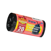 Мешки для мусора 20 л, с ручками, черные, в рулоне 30 шт., ПНД, 10 мкм, 550х440 мм, Крепак, 4607075710276 в Пензе Мешки для мусора 20 л, с ручками, черные, в рулоне 30 шт., ПНД, 10 мкм, 550х440 мм, Крепак, 4607075710276 в Пензе