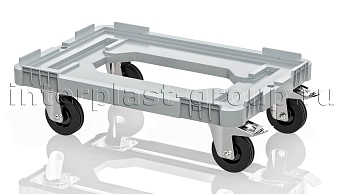 Тележка пластиковая с отверстием 2 колеса с тормозом усиленная серая в Пензе