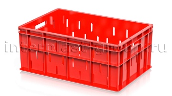 Ящик для молока, мяса, овощей и фруктов малая перфорация дно сплошное красный в Пензе Ящик для молока, мяса, овощей и фруктов малая перфорация дно сплошное красный в Пензе