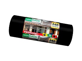 Мешки для мусора 240 л, ароматизированные, черные, в рулоне 10 шт., ПВД 45 мкм, 1300х930 мм, PREMIUM+, 24010830 в Пензе