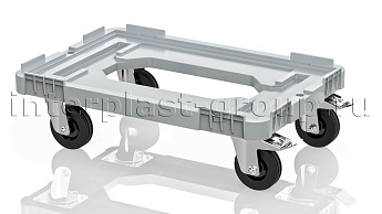 Тележка пластиковая с отверстием 2 колеса с тормозом серая в Пензе