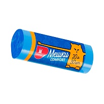 Мешки для мусора 20 л, синие, в рулоне 30 шт., ПНД, 8 мкм, 500х400 мм, Comfort, М0017 (МН 20-30с) в Пензе