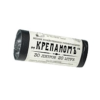 Мешки для мусора 30 л, черные, в рулоне 20 шт., ПНД, 7 мкм, 560х440 мм, Крепаномъ, 4607075710580 в Пензе