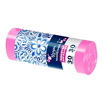 Мешки для мусора 30 л, розовые, в рулоне 30 шт., ПНД, 8 мкм, 560х480 мм, Узоры Чистоты, МУ3605 (ММЭ-30роз) в Пензе