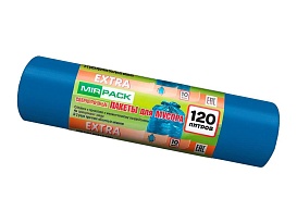 Мешки для мусора 120 л, синие, в рулоне 10 шт., ПНД, 14 мкм, 1100х700 мм, EXTRA, ex1201802 в Пензе