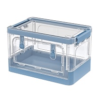 Ящик пластиковый складной прозрачный, дно синее, 360х235х230 мм, с колесиками в Пензе