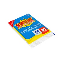 Мешки для мусора 20 л, с ручками, черные, в пачке 20 шт., ПНД, 10 мкм, 550х440 мм, Крепак, 4607075710085 в Пензе