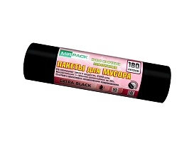 Мешки для мусора 180 л, ароматизированные, черные, в рулоне 10 шт., ПВД, 50 мкм, 1100х930 мм, EXTRA black, 18008301 в Пензе