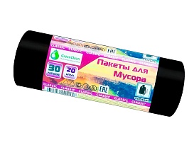Мешки для мусора 30 л, черные, в рулоне 20 шт., ПНД, 7 мкм, 600х500 мм, MIRPACK Classik, 302040 в Пензе