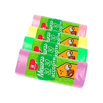 Мешки для мусора 30 л, ассорти, в рулоне 30 шт., ПНД, 5 мкм, 560х480 мм, Эконом, МЭ8716 в Пензе Мешки для мусора 30 л, ассорти, в рулоне 30 шт., ПНД, 5 мкм, 560х480 мм, Эконом, МЭ8716 в Пензе