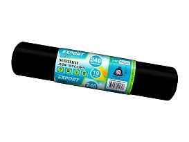 Мешки для мусора 240 л, черные, в рулоне 10 шт., ПВД 80 мкм, 1300х930 мм, EXPORT, exp 24010167 в Пензе
