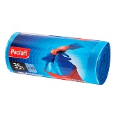 Мешки для мусора 35 л, с ушками, синие, в рулоне 30 шт., ПНД, 10,5 мкм, 640х500 мм, PACLAN Multitop, 600819