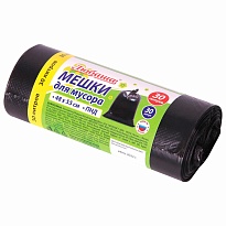 Мешки для мусора 30 л, черные, в рулоне 30 шт., ПНД, 7 мкм, 550х480 мм, Любаша, 608089 в Пензе