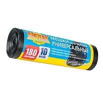 Мешки для мусора 180 л, черные, в рулоне 10 шт., ПНД, 20 мкм, 1150х800 мм, Крепак, 4607075710481 в Пензе