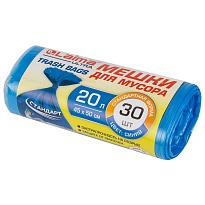 Мешки для мусора 20 л, синие, в рулоне 30 шт., ПНД, 8 мкм, 500х450 мм, LAIMA, 607682 в Пензе