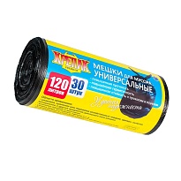 Мешки для мусора 120 л, черные, в рулоне 30 шт., ПНД, 15 мкм, 1100х700 мм, Крепак, 4607075710122 в Пензе