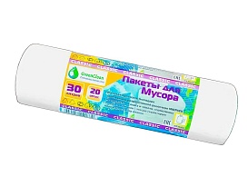 Мешки для мусора 30 л, белые, в рулоне 20 шт., ПНД, 7 мкм, 600х500 мм, MIRPACK Classik, 302042 в Пензе