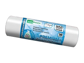 Мешки для мусора 300 л, белые, в рулоне 10 шт., ПВД 70 мкм, 1400х1000 мм, PREMIUM+, 300101602 в Пензе