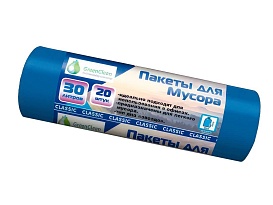 Мешки для мусора 30 л, синие, в рулоне 20 шт., ПНД, 7 мкм, 600х500 мм, MIRPACK Classik, 302041 в Пензе