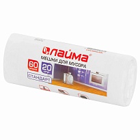 Мешки для мусора 60 л, белые, в рулоне 20 шт., ПНД, 7 мкм, 680х580 мм, LAIMA, 605539 в Пензе
