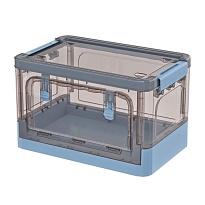 Ящик пластиковый складной прозрачный коричневый, дно синее, 360х235х230 мм, с колесиками в Пензе