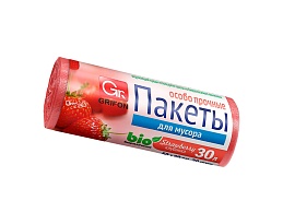 Мешки для мусора 30 л, ароматизированные, Клубника, красные, в рулоне 20 шт., ПНД, 9 мкм, 560х530 мм, GRIFON Aroma, 101-020 K в Пензе