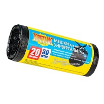 Мешки для мусора 20 л, черные, в рулоне 30 шт., ПНД, 10 мкм, 550х440 мм, Крепак, 4607075710092 в Пензе Мешки для мусора 20 л, черные, в рулоне 30 шт., ПНД, 10 мкм, 550х440 мм, Крепак, 4607075710092 в Пензе