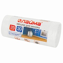 Мешки для мусора 35 л, белые, в рулоне 30 шт., ПНД, 6 мкм, 550х480 мм, LAIMA, 605538 в Пензе
