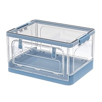Ящик пластиковый складной прозрачный, дно синее, 490х360х280 мм, с колесиками в Пензе Ящик пластиковый складной прозрачный, дно синее, 490х360х280 мм, с колесиками в Пензе